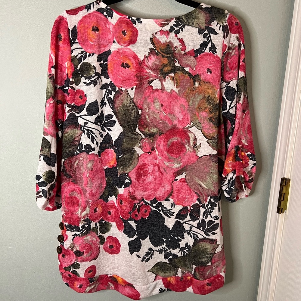 Flamingo Urban Pink and Green Floral Blouse - Picture 5 of 7